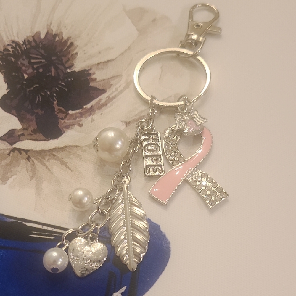 Silver and Pink Charm Keychain/Bag Charm